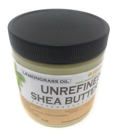 Goldstar Grade A 100% Raw Natural Unrefined Shea Butter Infused with LEMONGRASS (8 OZ)